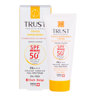 کرم ضدآفتاب رنگی و کنترل چربی spf 50 برند تراست (پوست مختلط تا چرب) (2024) در سه رنگ جذاب